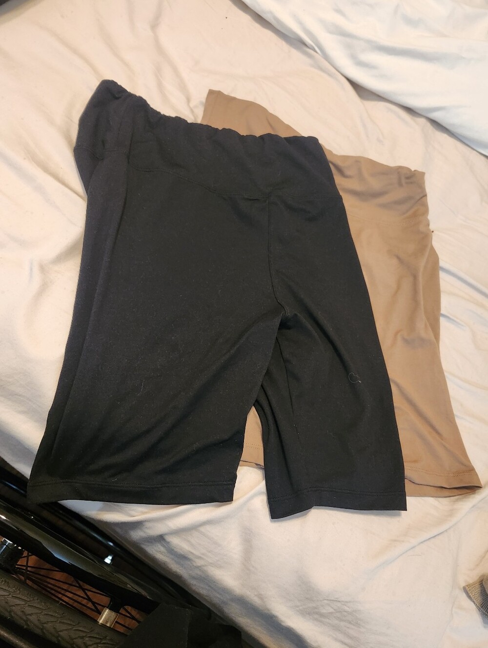 2 Pair Women's Active Bike Shorts in Black and Tan